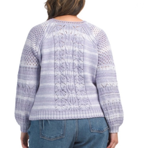 NWT Belle by Belldini Plus Size Pullover Sweater Lavender & White size 3X - Picture 2 of 2